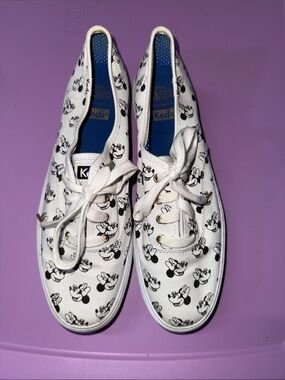 Keds White Canvas Minnie Mouse Print Sneakers